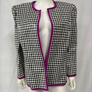 Vintage 80s Katherine Lindsay Matthew Houndstooth Sequins Tuxedo Tux Jacket 18